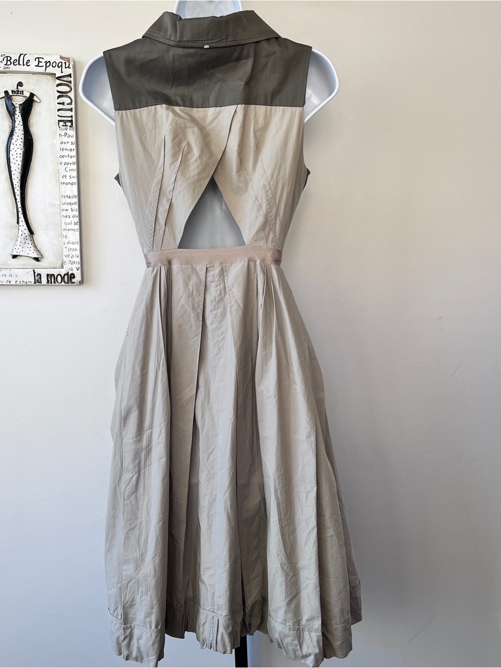 Sportmax Defilé Max Mara RTW Collection Olive Green Tan Sleeveless Dress Sz S - Picture 6 of 12